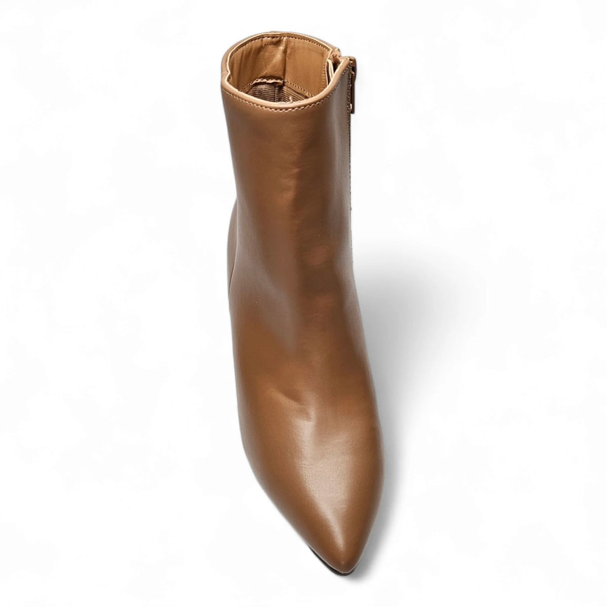 Tan leather Simply Pointed ankle boot with pointed toe and side zipper