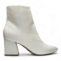 White leather Simply Pointed ankle boot with chunky heel for stylish comfort