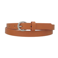 Skinny Belt in thin brown leather featuring a stylish silver buckle