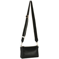 Black leather crossbody bag with adjustable strap from Sleek Petite Zipper Shoulder Bag