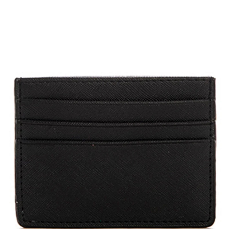 Black leather slim card holder with multiple slots for cards organized efficiently