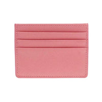 Pink leather slim card holder with multiple slots for organized card storage