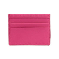 Bright pink leather slim card holder with multiple slots for easy organization