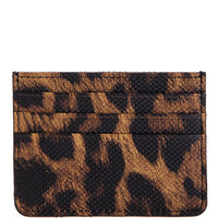 Leopard print slim card holder with multiple slots for easy organization and style