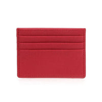 Red leather slim card holder with multiple slots for easy organization of cards