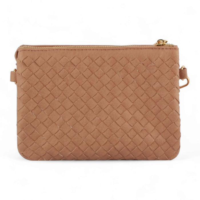 Small Woven Crossbody Bag/Clutch - Brown