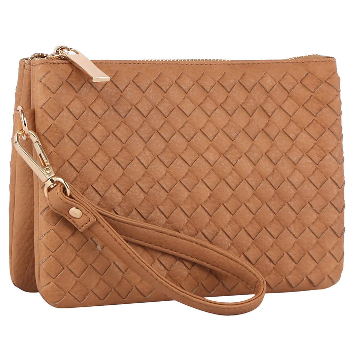 Small Woven Crossbody Bag/Clutch - Light Tan