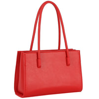 Red leather handbag with double handles from the Smooth Color Handle Shoulder Bag collection