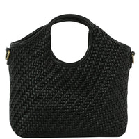 Smooth Shaped Woven Handle Tote Bag - Black - Shoulder Bags