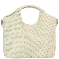 Smooth Shaped Woven Handle Tote Bag - Cream - Shoulder Bags