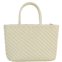 Smooth Woven Design Handle Tote Bag - Cream - Shoulder Bags