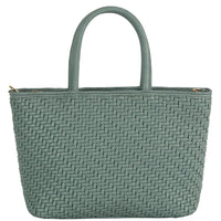 Smooth Woven Design Handle Tote Bag - Sage - Shoulder Bags