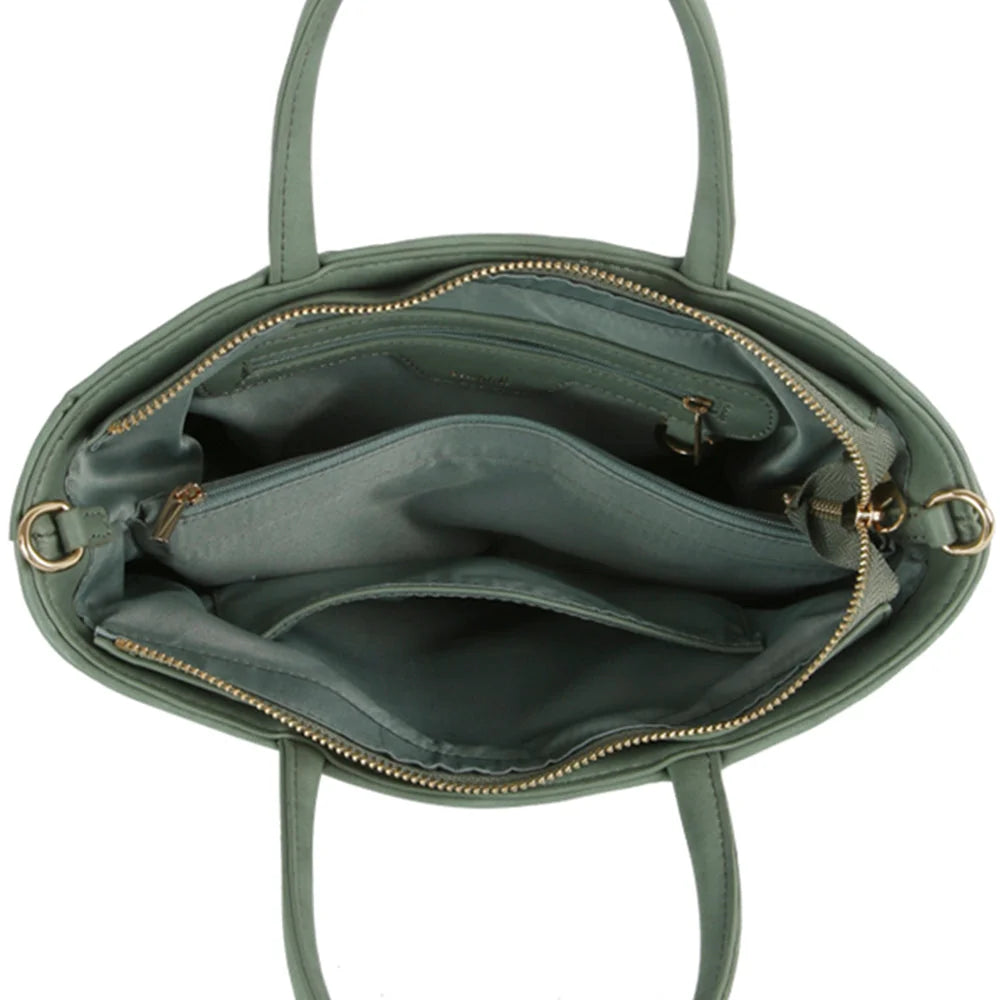Smooth Woven Design Handle Tote Bag - Shoulder Bags