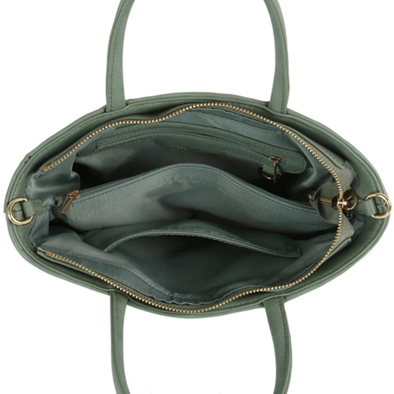 Smooth Woven Design Handle Tote Bag - Shoulder Bags