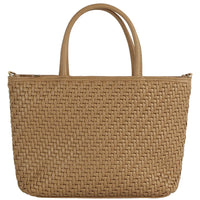 Smooth Woven Design Handle Tote Bag - Taupe - Shoulder Bags