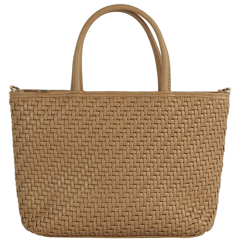 Smooth Woven Design Handle Tote Bag - Taupe - Shoulder Bags