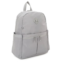 Light gray Smooth Zipper Design Backpack with multiple zippered compartments and top handle