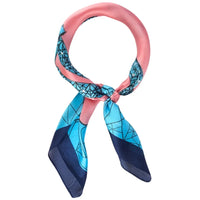 Pink and blue patterned silky satin neckerchief featuring Eiffel Tower design