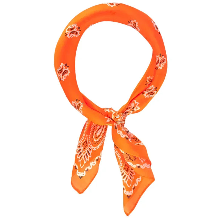 So Silky Satin Neckerchief Luxe Tapestry Scarf - Orange