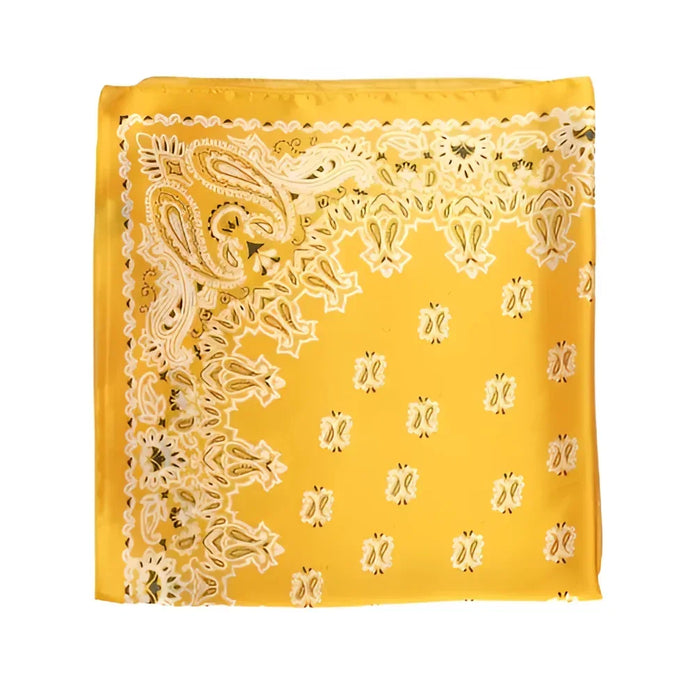 So Silky Satin Neckerchief Luxe Tapestry Scarf - Mustard