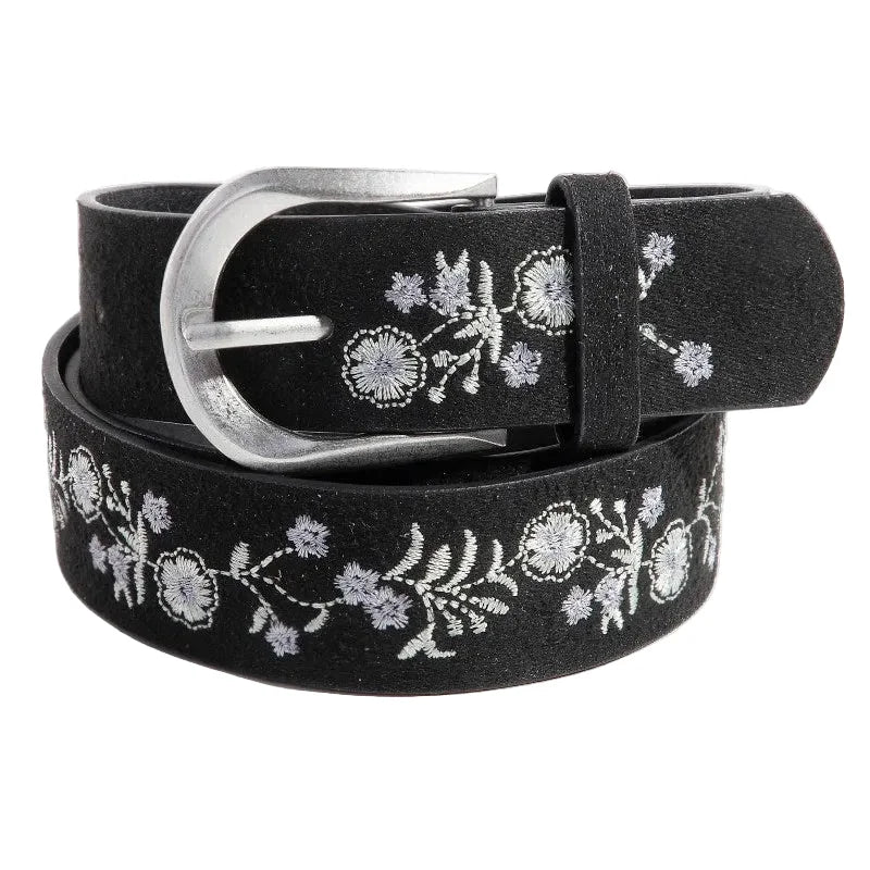 Soft Floral Embroidered Belt