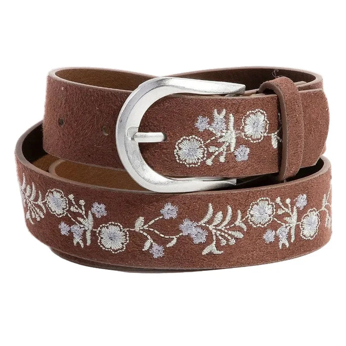 Soft Floral Embroidered Belt