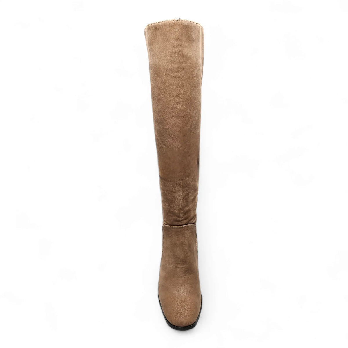 Tall tan leather Soundscape Boots with rounded toe and smooth shaft