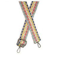 Colorful woven fabric strap with metal hardware for Square Block Bag or Block Bag Strap