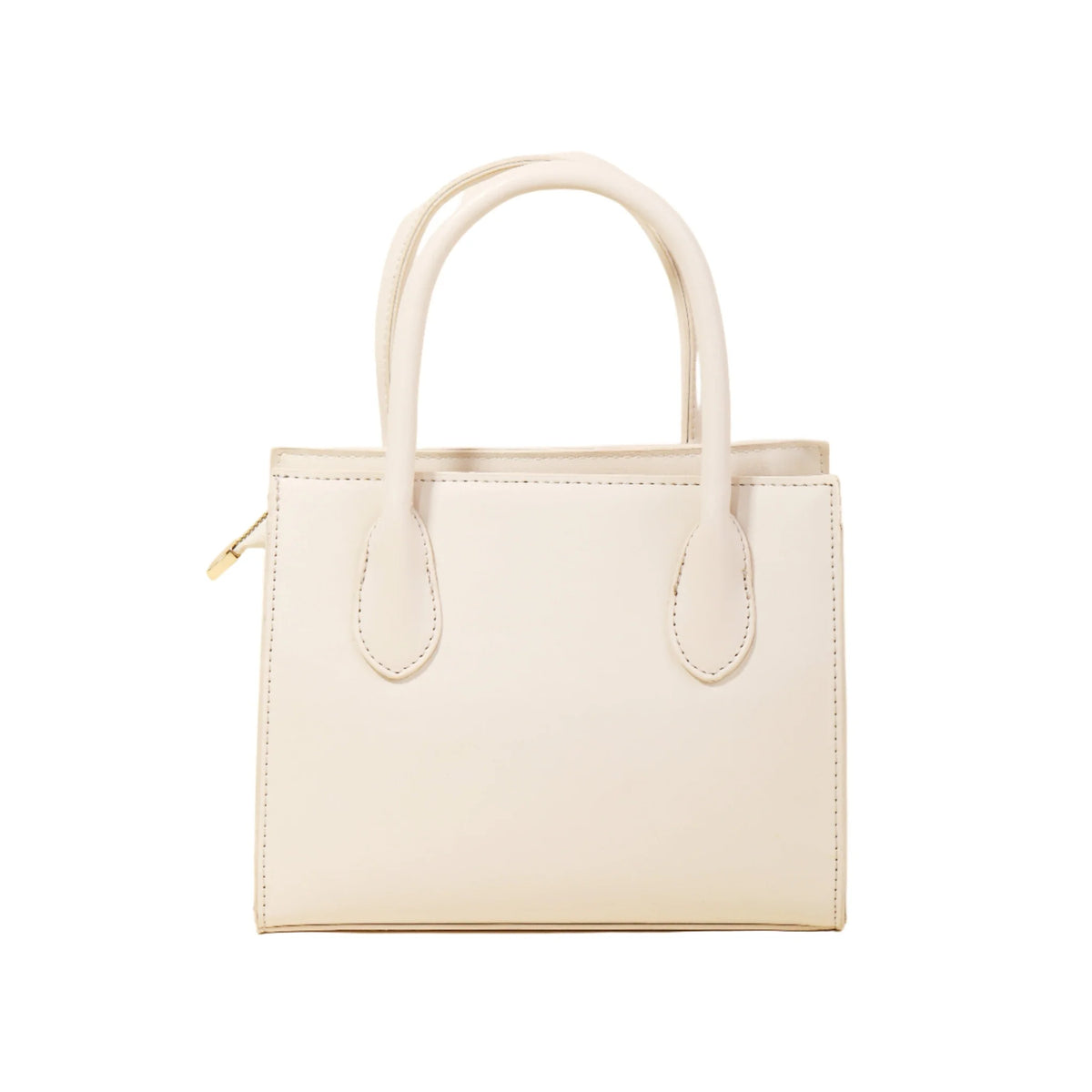 Cream-colored Square Braid Box handbag with short handles and boxy shape