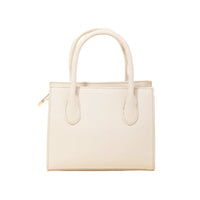 Cream-colored Square Braid Box handbag with short handles and boxy shape