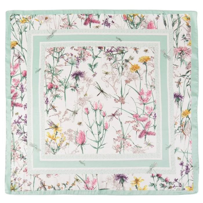 Square Flower Print Scarf - Mint