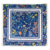 Square Flower Print Scarf - Navy - SCARVES