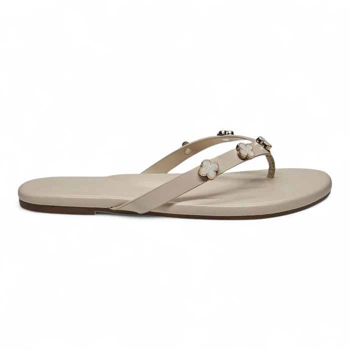 Squishy Clover Charms Thong Slide Sandals - Ivory