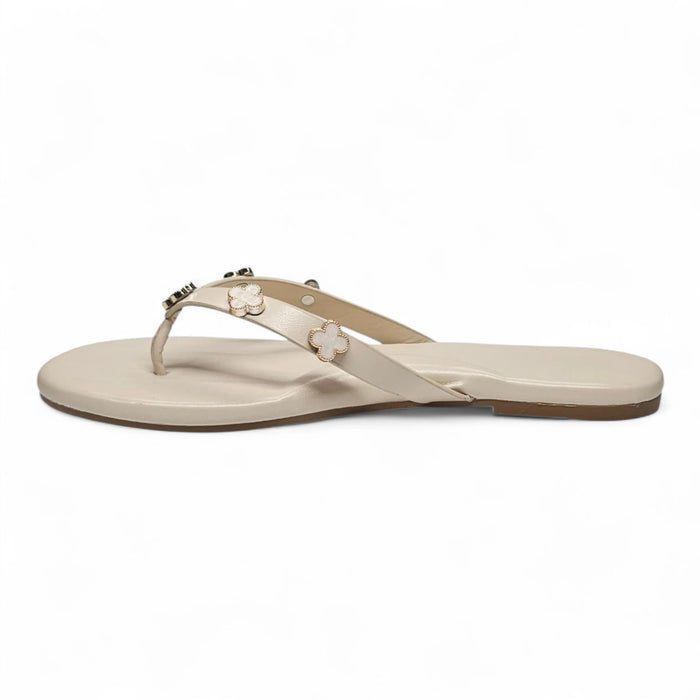 Squishy Clover Charms Thong Slide Sandals - Ivory