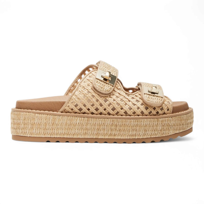 Woven Steve Madden Bigschmona Platform Slide Sandal with stylish buckle straps