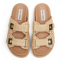 Tan Steve Madden Bigschmona Platform Slide Sandal showcasing stylish summer footwear