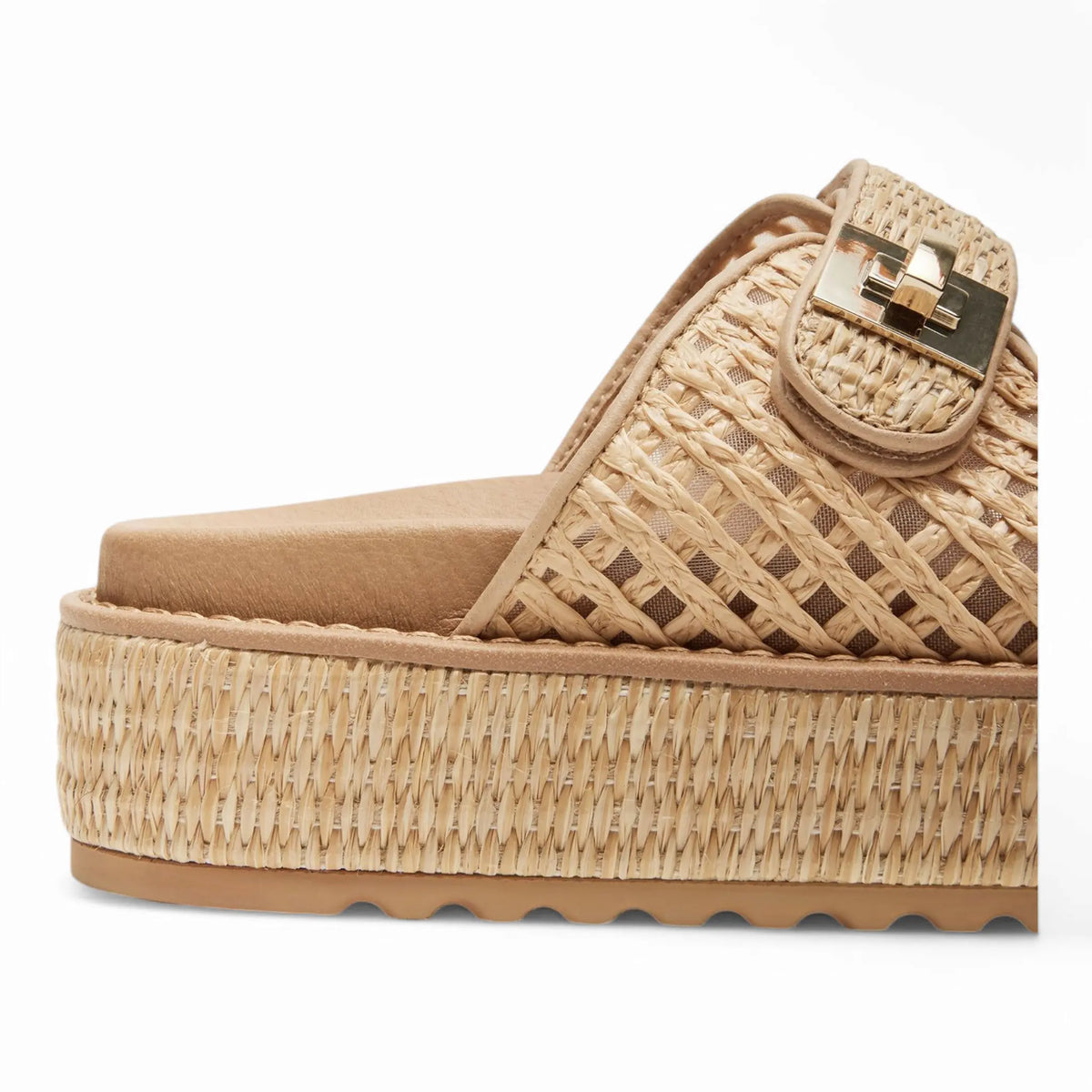 Woven Bigschmona Platform Slide Sandal with buckle for stylish summer footwear