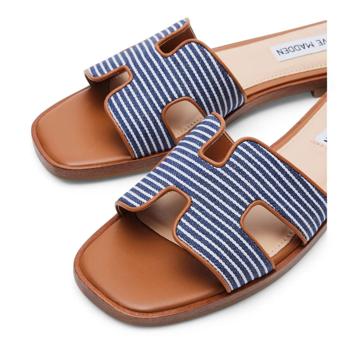 Striped H-strap slide sandals from Steve Madden Hadyn H Band collection