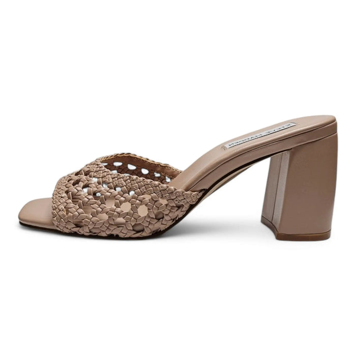 Beige woven block heel mule from Steve Madden Mania Square Toe collection