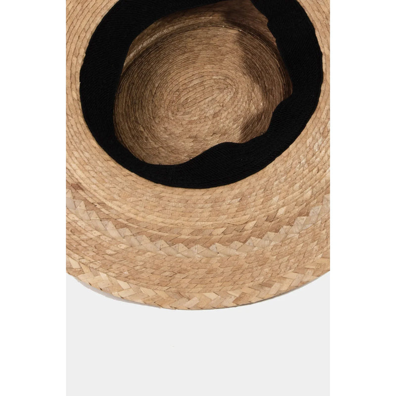 Straw Braided Pork Pie Hat - Khaki - STRAW HAT