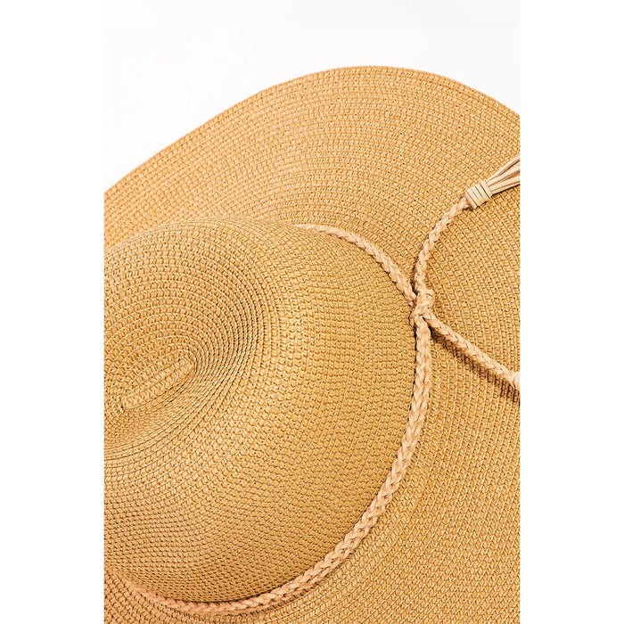 Straw Braided Rope Strap Fedora Hat - Sage