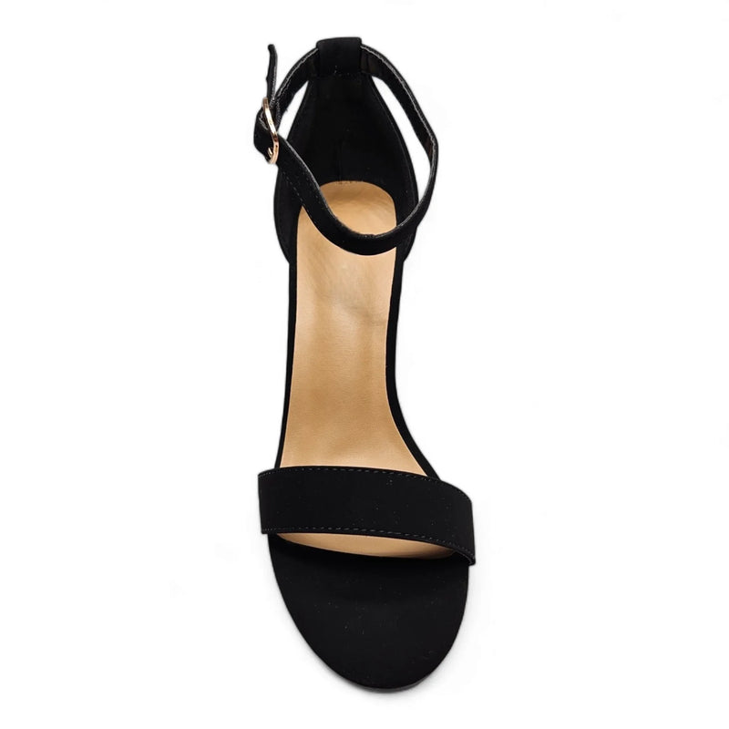 Black high-heeled sandal with ankle strap from Classic Chunky collection