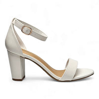 White leather sandal with chunky heel and ankle strap from Classic Chunky collection