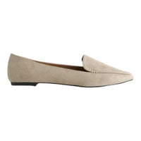 Beige suede pointed-toe loafer flat sole from Suede Ballet Flat collection