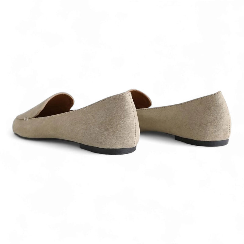 Beige leather ballet flats with flat soles from Suede Ballet Flat collection