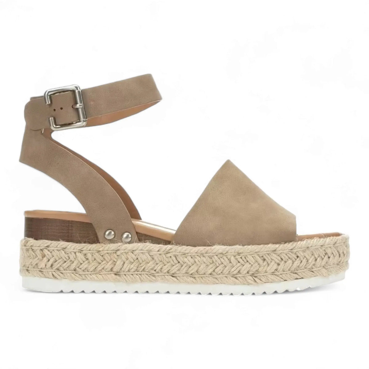 Beige platform sandal with ankle strap and espadrille sole from Summer Platform Wedges