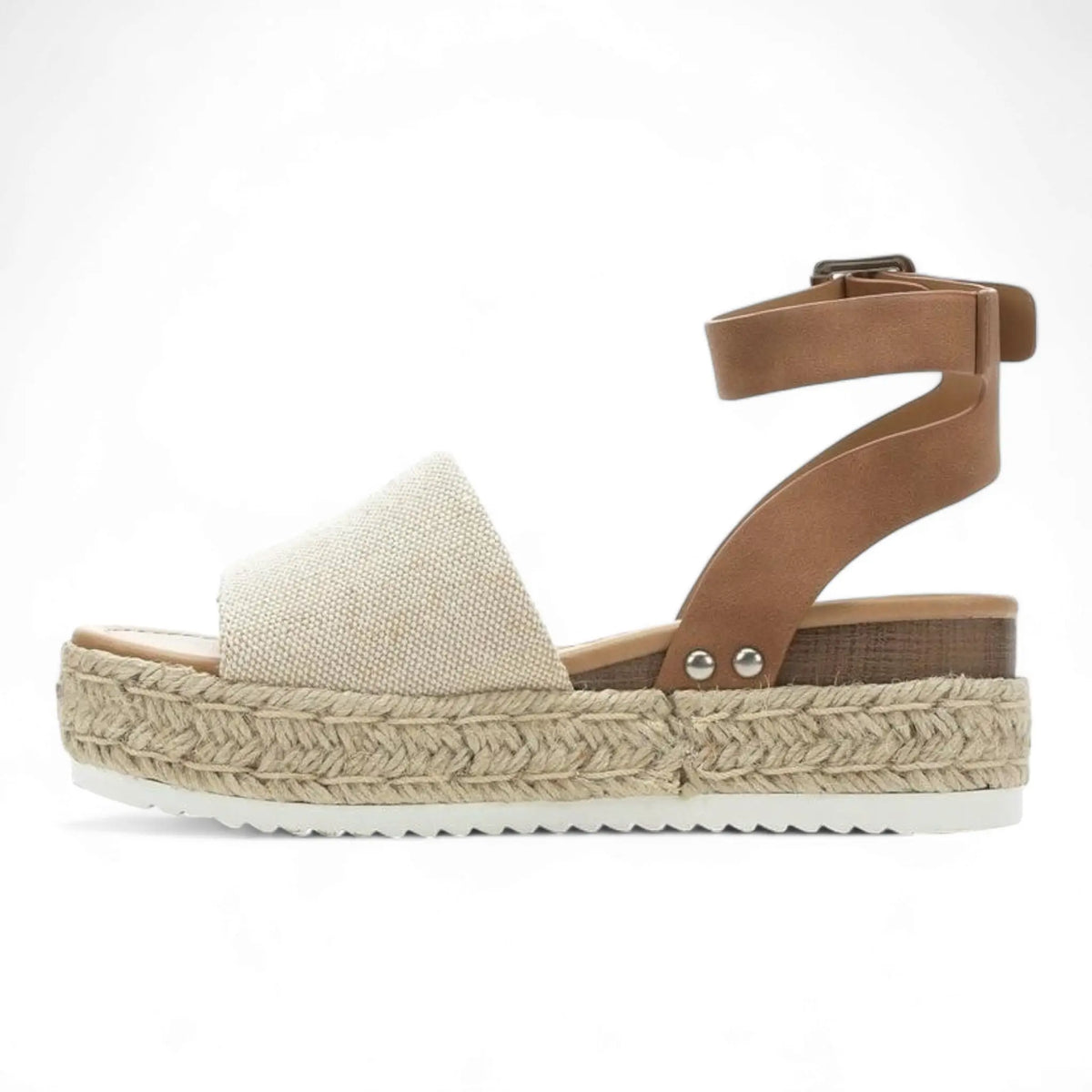 Espadrille-style Summer Platform Wedges with canvas strap and jute sole