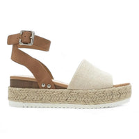 Espadrille-style Summer Platform Wedges with beige upper and braided jute sole