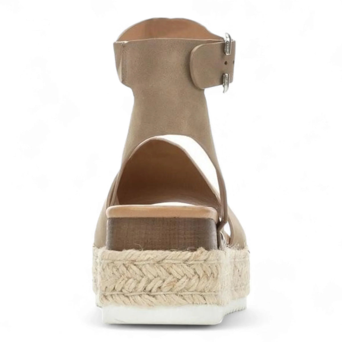 Beige Summer Platform Wedges with ankle strap and jute sole for stylish comfort