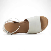 White leather sandal with ankle strap and open toe from Summer Platform Wedges collection